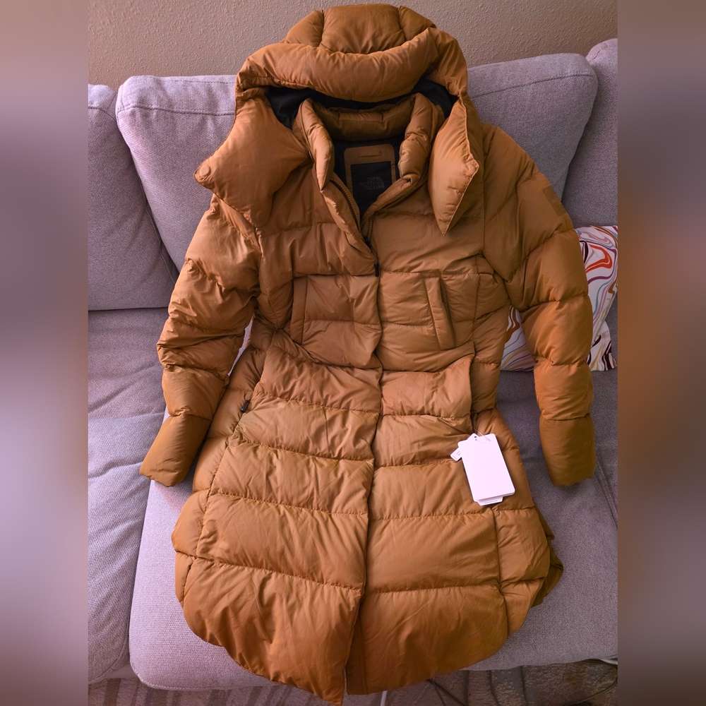 Women's The North Face Cryos Expedition Down Parka Bronze Mist Large W/ Bag